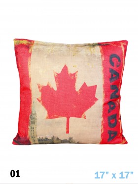 Retro Vintage Double-sided Canadian Flag Maple Leaf Print Cushion & Filler